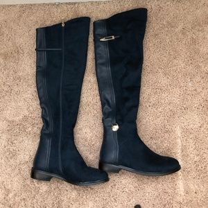 Over Knee blue suede boots